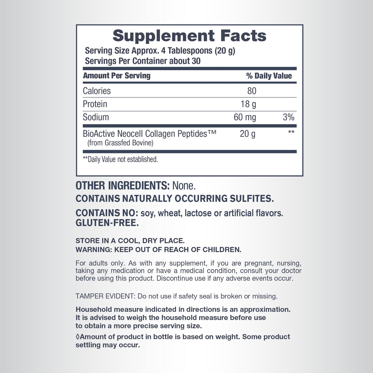 Grassfed Collagen Peptides, 21.1 oz (600 g) Powder