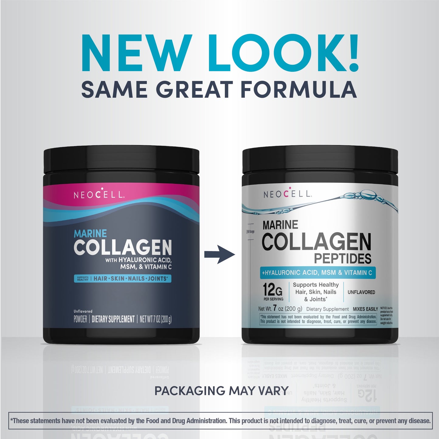 Marine Collagen Peptides + Hyaluronic Acid, MSM & C, 7 oz (200 g) Powder