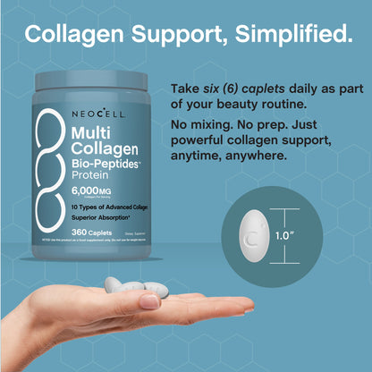 Multi Collagen Bio-Peptides Protein, 6000 mg, 360 Caplets