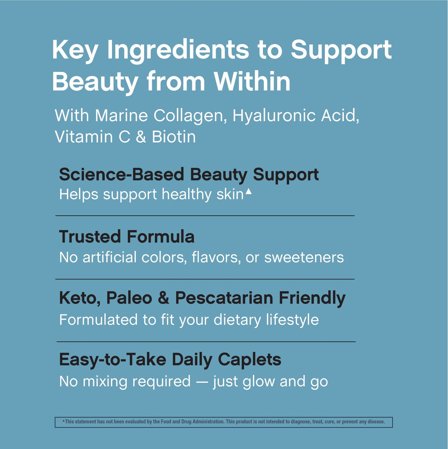 Marine Collagen Bio-Peptides Double Strength + Hyaluronic Acid, 180 Caplets