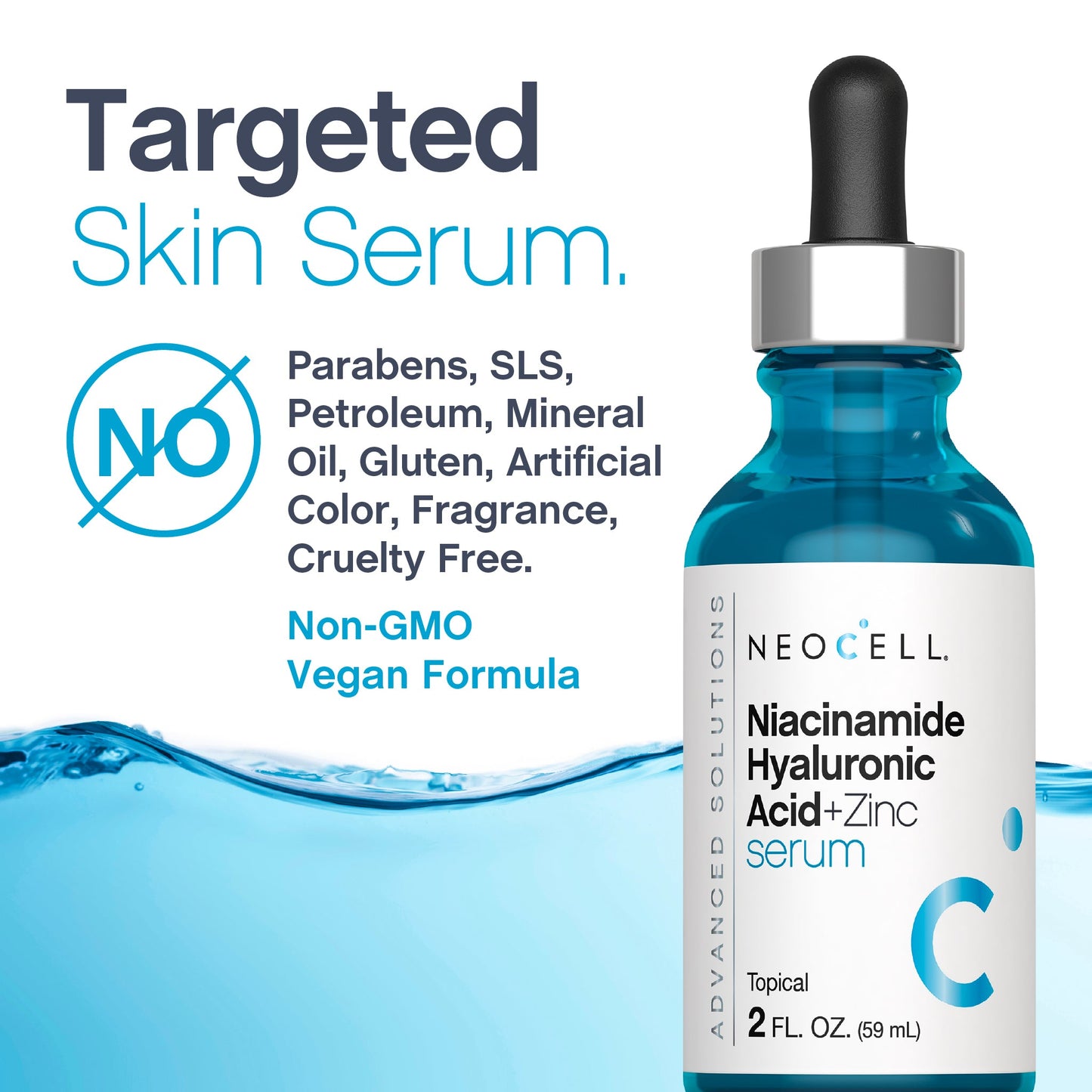 Niacinamide Hyaluronic Acid + Zinc Serum, 2 fl oz (59 mL) Dropper Bottle