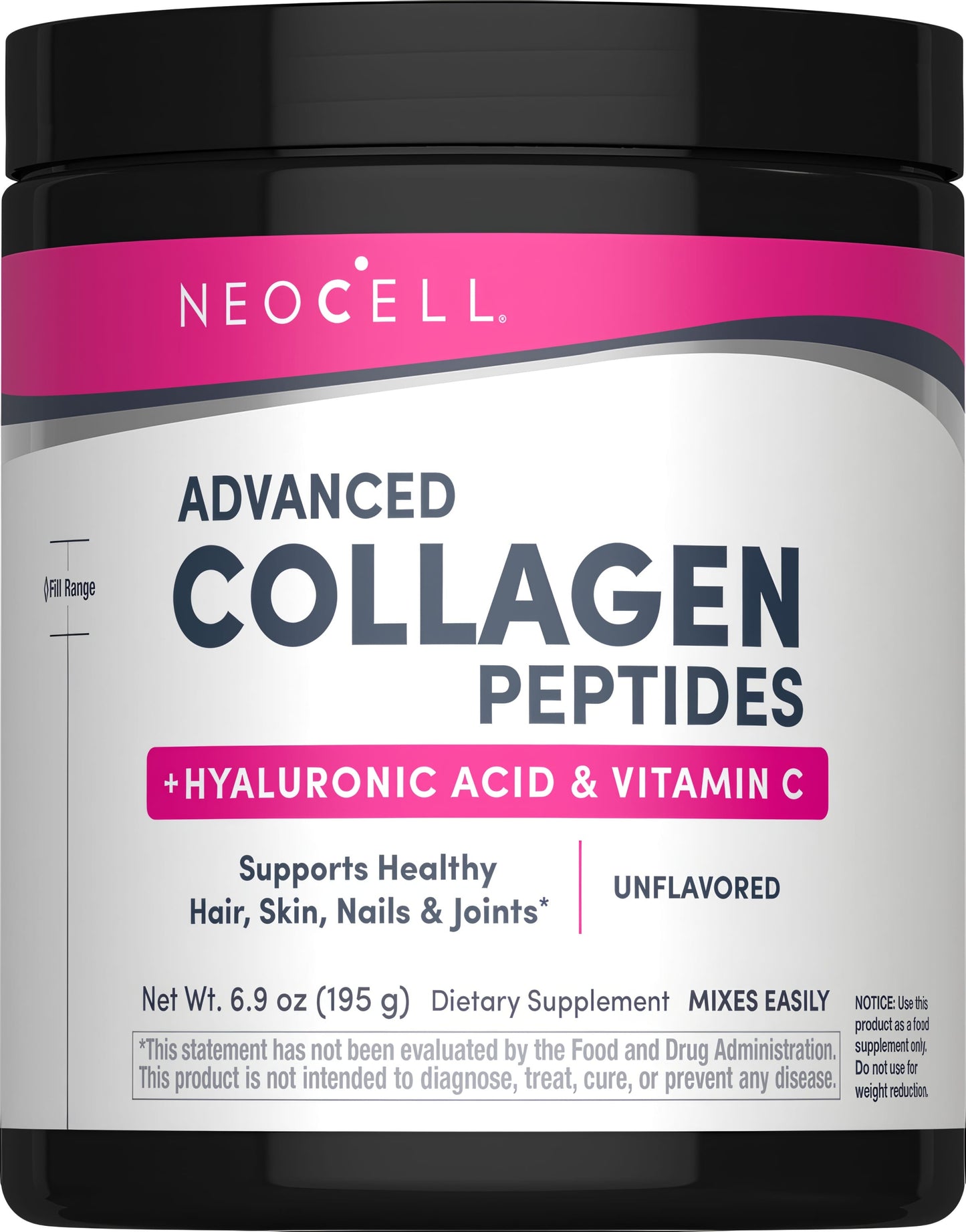 Advanced Collagen Peptides + Hyaluronic Acid + C, 6.9 oz (195 g) Powder
