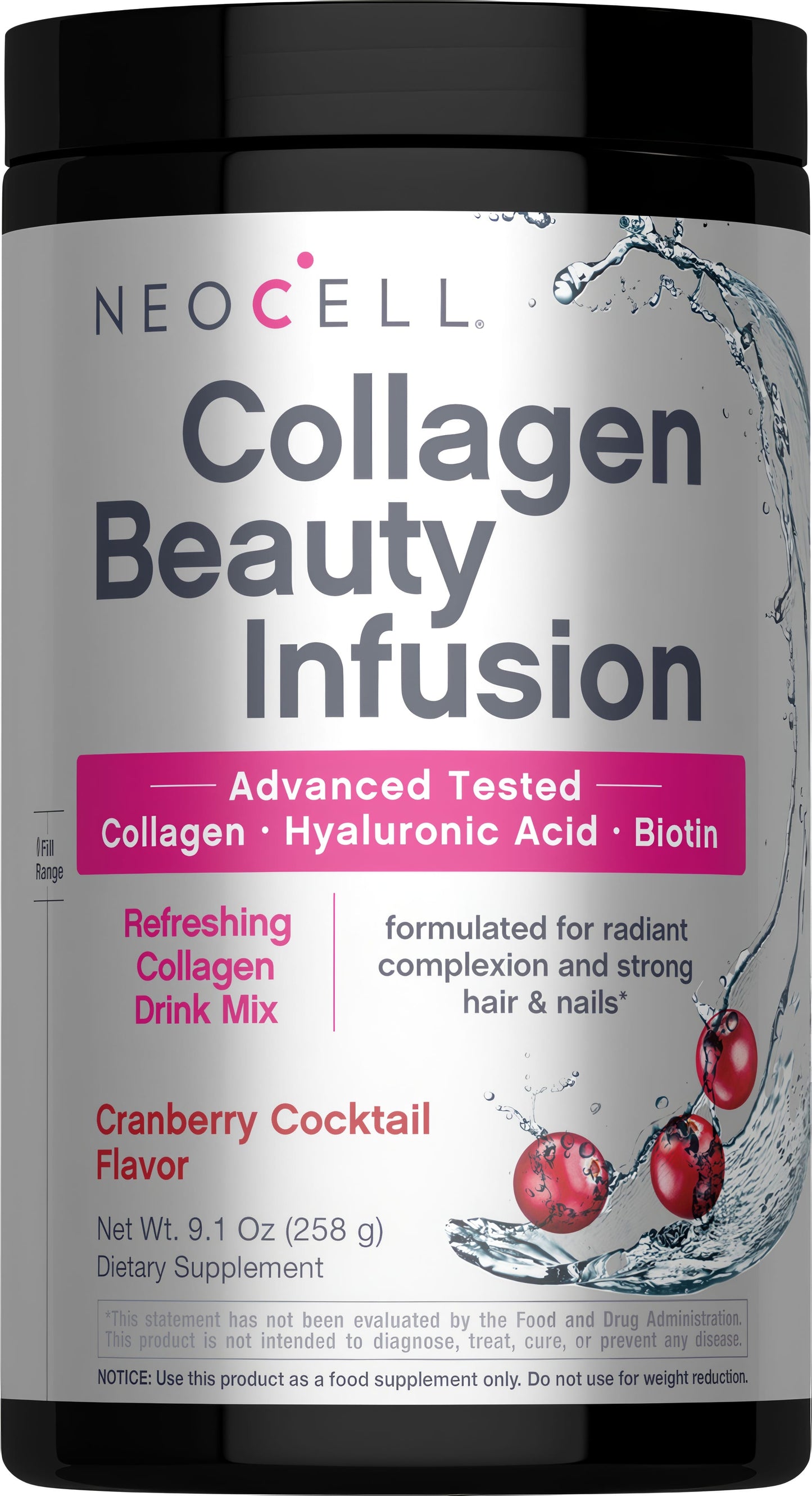 Collagen Beauty Infusion with Hyaluronic Acid + Biotin Cranberry Cocktail Flavor, 9.1 oz (258 g) Powder